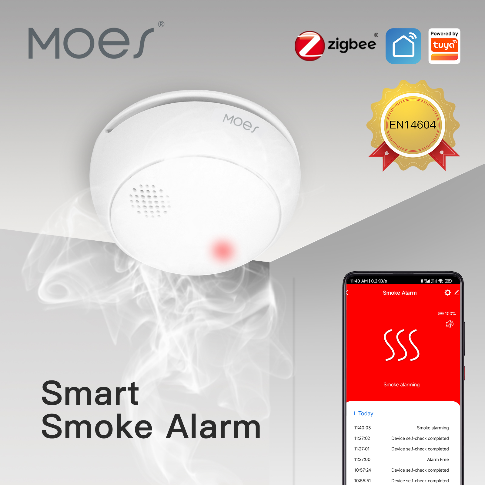 MOES ZigBee Smart Wireless Smo - Smoke Detector Interconnected incelemesi ve fiyatı