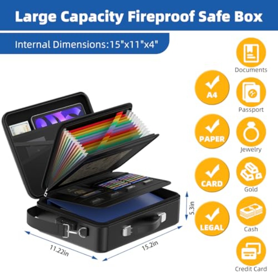 Fireproof Document Box with Lo - Fire Safe Document incelemesi ve fiyatı