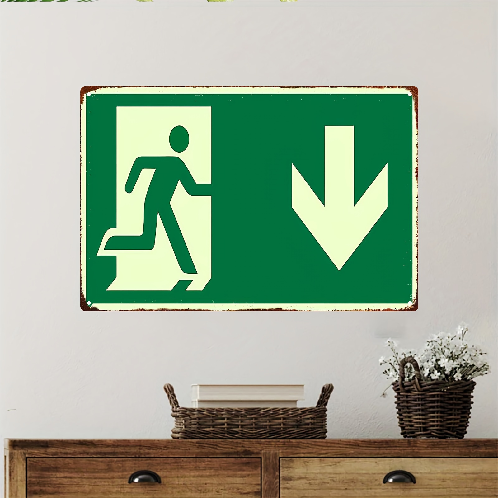 2D Vintage Metal Iron Sign | P - Emergency Exit Sign incelemesi ve fiyatı