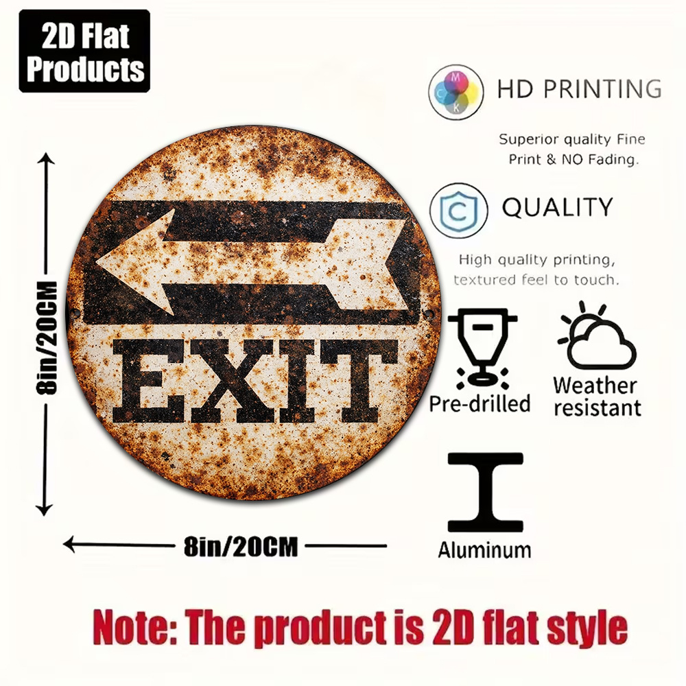 2D Metal Sign 8x8in/20x20cm Re - Emergency Exit Sign incelemesi ve fiyatı